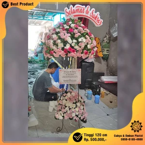 Bunga Standing Mawar Pink Romantis Selamat & Sukses Tinggi 120cm - ST-027